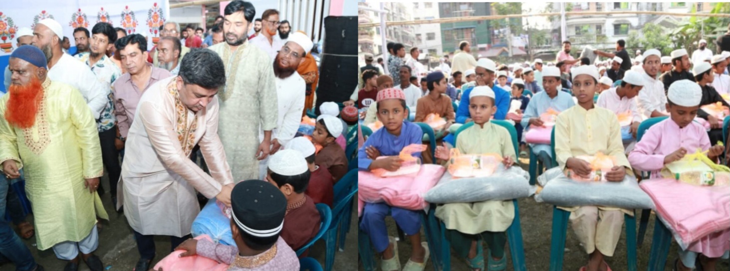 গাজীপুরে এতিম-অসহায় শিশুদের মাঝে শীতবস্ত্র ও খাবার বিতরণ।